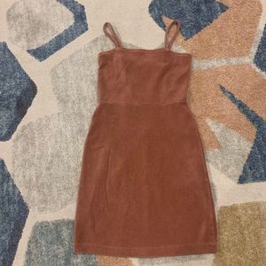 Pink a line skirt dress, velvet and stretchy.